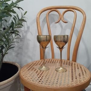 Retro Solid Brass Wine Chalices/Goblets with Wing/Leaf detail
